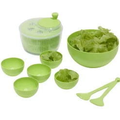 Gifi Préparation Culinaire^Essoreuse à salade avec couverts et saladier plastique vert