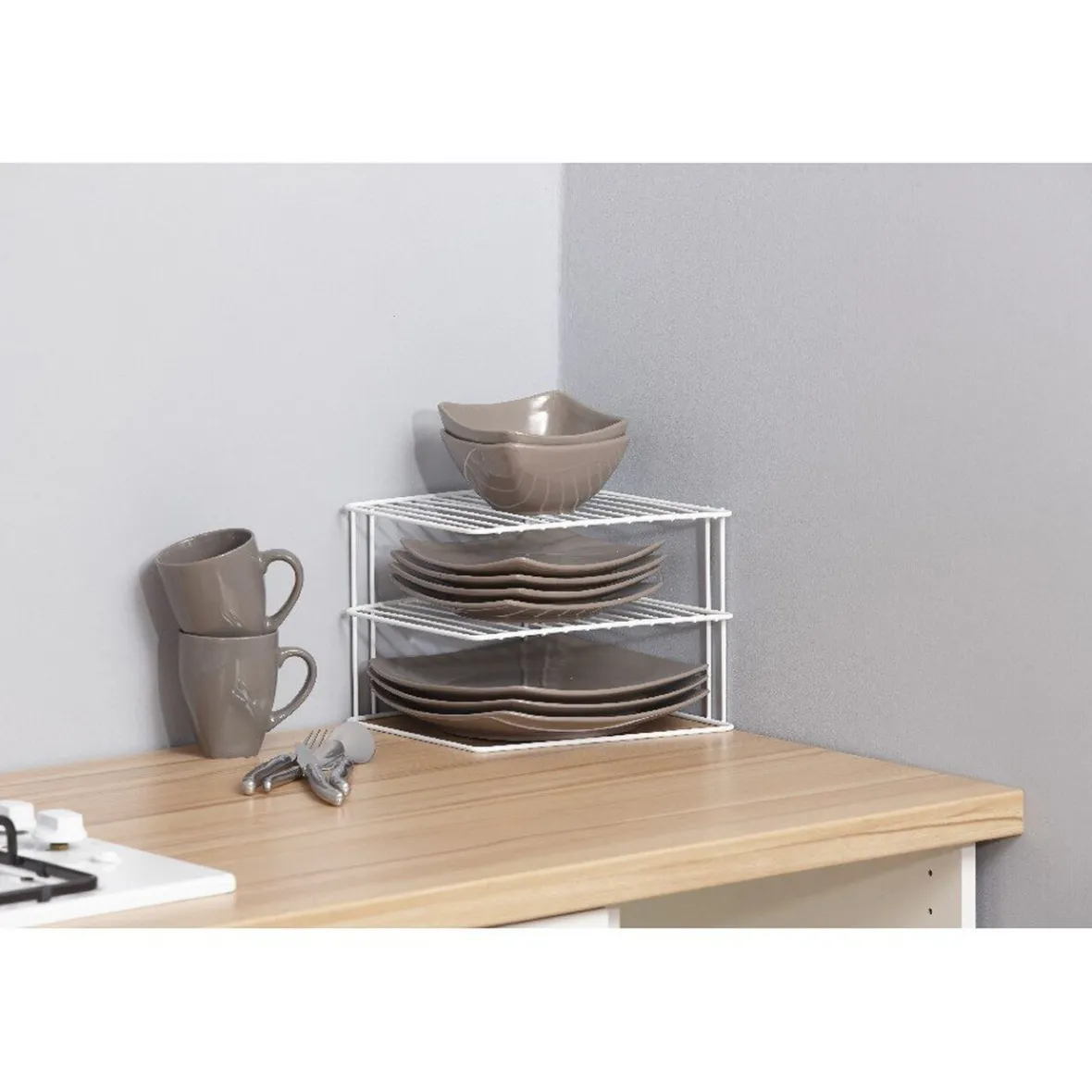 Gifi Rangement De Cuisine^Etagère d angle 3 niveaux porte assiettes Metaltex