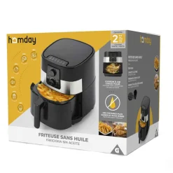 Gifi Petit Électroménager^Friteuse sans huile Homday 4 L noir