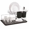Gifi Rangement De Cuisine^Égouttoir à 2 niveaux avec receveur et supports à couverts noir