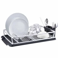 Gifi Rangement De Cuisine^Égouttoir à vaisselle avec porte-couverts gris noir
