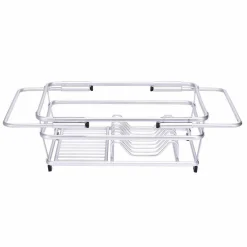 Gifi Rangement De Cuisine^Égouttoir à vaisselle extensible aluminium avec porte-couverts noir