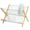 Gifi Rangement De Cuisine^Égouttoir à vaisselle pliable bambou et métal