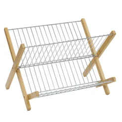 Gifi Rangement De Cuisine^Égouttoir à vaisselle pliable bambou et métal