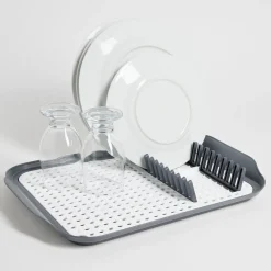 Gifi Rangement De Cuisine^Égouttoir à vaisselle 30,3x41,5x3,8cm plastique gris et blanc