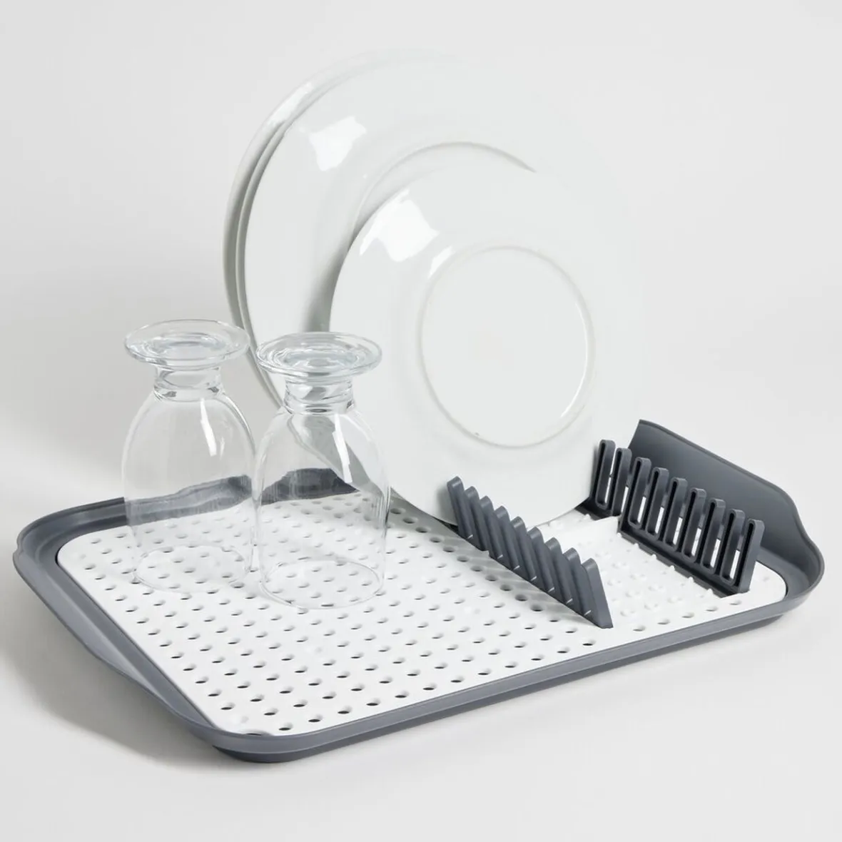 Gifi Rangement De Cuisine^Égouttoir à vaisselle 30,3x41,5x3,8cm plastique gris et blanc
