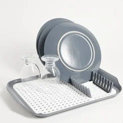 Gifi Rangement De Cuisine^Égouttoir à vaisselle 30,3x41,5x3,8cm plastique gris et blanc