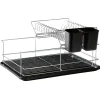 Gifi Rangement De Cuisine^Égouttoir avec plateau et supports couverts noirs 2 niveaux