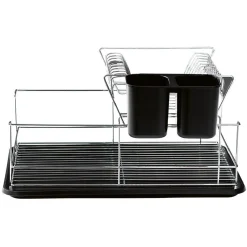 Gifi Rangement De Cuisine^Égouttoir avec plateau et supports couverts noirs 2 niveaux