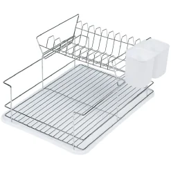 Gifi Rangement De Cuisine^Égouttoir avec plateau et supports couverts blanc 2 niveaux