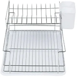 Gifi Rangement De Cuisine^Égouttoir avec plateau et supports couverts blanc 2 niveaux