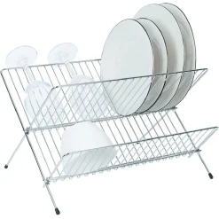 Gifi Rangement De Cuisine^Égouttoir pliable en métal gris 36x31xH22cm