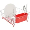 Gifi Rangement De Cuisine^Égouttoir vaisselle base métal gris et rouge