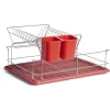 Gifi Rangement De Cuisine^Égouttoir vaisselle base métal gris et rouge