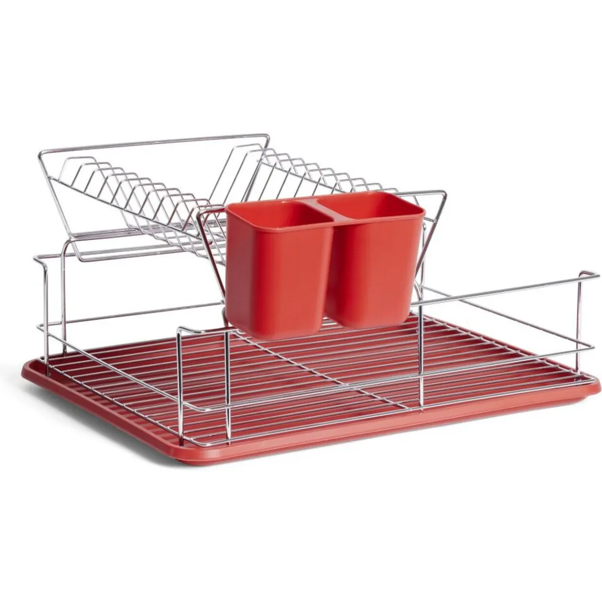 Gifi Rangement De Cuisine^Égouttoir vaisselle base métal gris et rouge