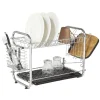 Gifi Rangement De Cuisine^Égouttoir XXL 2 niveaux récupérateur d'eau inox