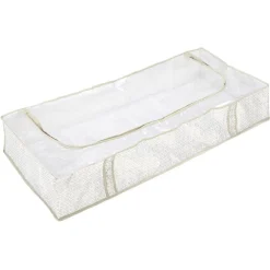 Best Housse de rangement dessous de lit motif triangle beige et blanc Rangement