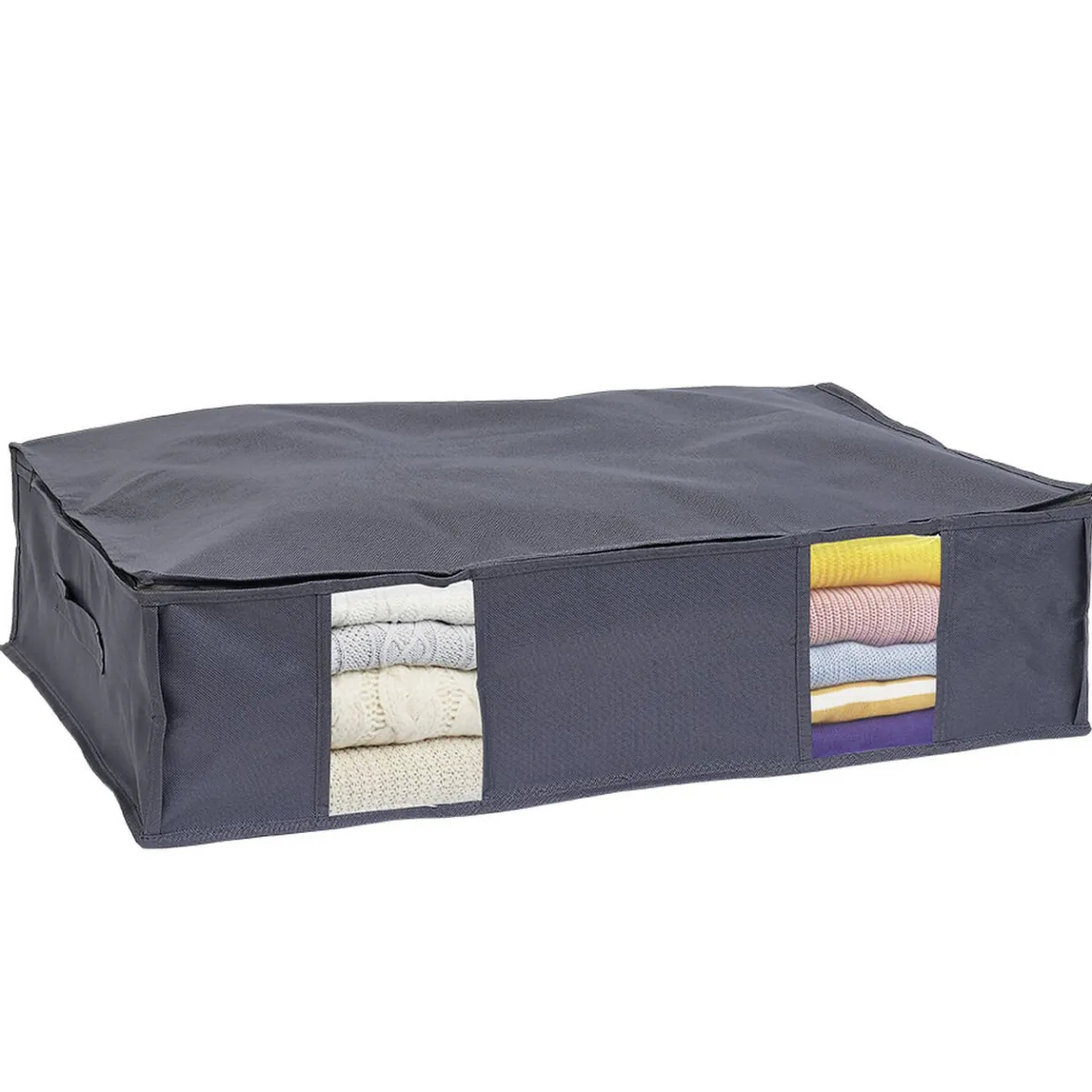 Best Housse de rangement dessous de lit Gris - L65 x l45 x H15,5 cm Rangement