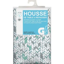 Hot Housse de table à repasser design graphique vert gris 140x55 cm Entretien Du Linge