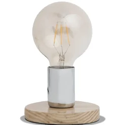 Lampe LED forme ampoule socle en bois^Gifi Hot