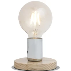 Lampe LED forme ampoule socle en bois^Gifi Hot