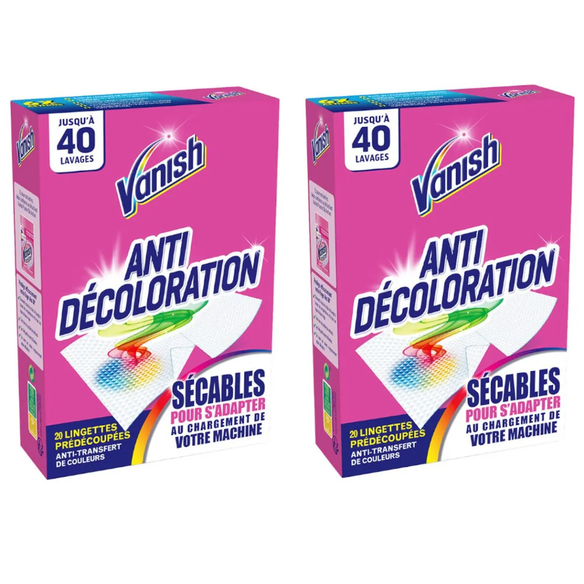 Lingette antidécoloration Vanish 80 lavages Entretien Du Linge