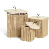 Best Lot de 3 boîtes de rangement carrées en bambou Rangement