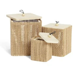 Best Lot de 3 boîtes de rangement carrées en bambou Rangement