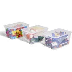Best Lot de 3 box 43L plastique transparent 56x39,5x35,5cm Rangement
