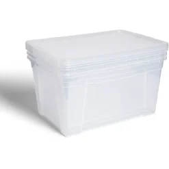 Best Lot de 3 box 43L plastique transparent 56x39,5x35,5cm Rangement