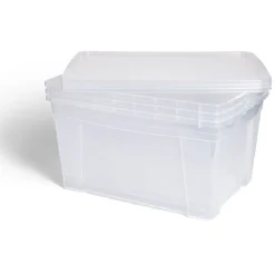 Best Lot de 3 box 43L plastique transparent 56x39,5x35,5cm Rangement