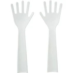 Gifi Préparation Culinaire^Lot de 2 couverts à salade forme main plastique blanc