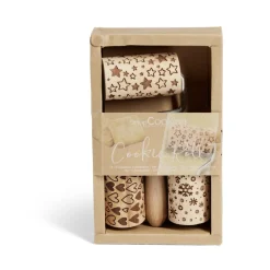 Gifi Préparation Culinaire^Lot de 3 mini rouleaux à pâtisserie en bois à motifs étoile/flocon/coeur