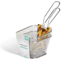 Gifi Petit Électroménager^Lot de 2 paniers à frites inox argenté 19,5x17,5x8,5cm