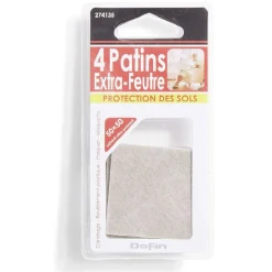 Lot de 4 patins en feutre adhésif ultra puissant - 50x50 mm^Gifi Outlet