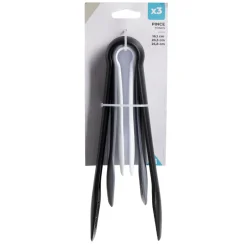 Gifi Préparation Culinaire^Lot de 3 pinces alimentaires plastique noir/blanc/gris