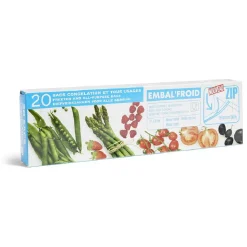 Gifi Conservation Alimentaire^Lot de 20 sacs de congélation avec fermeture glissière 28x27cm
