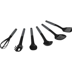 Gifi Préparation Culinaire^Lot de 6 ustensiles avec support noir gris