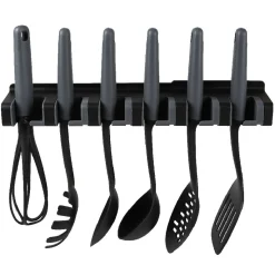 Gifi Préparation Culinaire^Lot de 6 ustensiles avec support noir gris