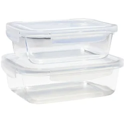 Gifi Conservation Alimentaire^Lunchbox en verre x2 avec couvercle 640ml et 1,05L