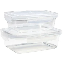 Gifi Conservation Alimentaire^Lunchbox en verre x2 avec couvercle 1,05L et 1,5L