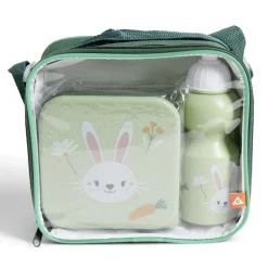 Gifi Conservation Alimentaire^Lunchbox enfant 720ml avec gourde 350ml et sac de transport lapin vert