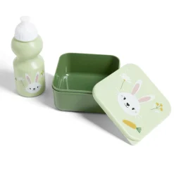 Gifi Conservation Alimentaire^Lunchbox enfant 720ml avec gourde 350ml et sac de transport lapin vert