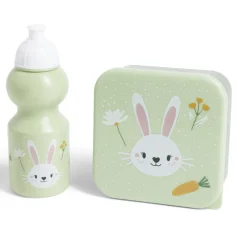 Gifi Conservation Alimentaire^Lunchbox enfant 720ml avec gourde 350ml et sac de transport lapin vert