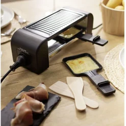 Gifi Petit Électroménager^Machine à raclette Duo connectable noire 2 poêlons 450W