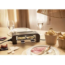Gifi Petit Électroménager^Machine à raclette Duo connectable noire 2 poêlons 450W