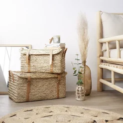 Best Malle en jute naturelle avec sangles 52x31xH25 cm - TISSIA Rangement