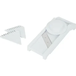 Gifi Préparation Culinaire^Mandoline multiusage 4 accessoires inox et plastique blanc