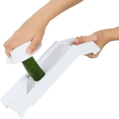 Gifi Préparation Culinaire^Mandoline multiusage 4 accessoires inox et plastique blanc