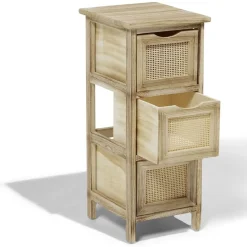 Best Meuble d'appoint Salomé 3 panières bois et métal 26xH63x30cm Rangement